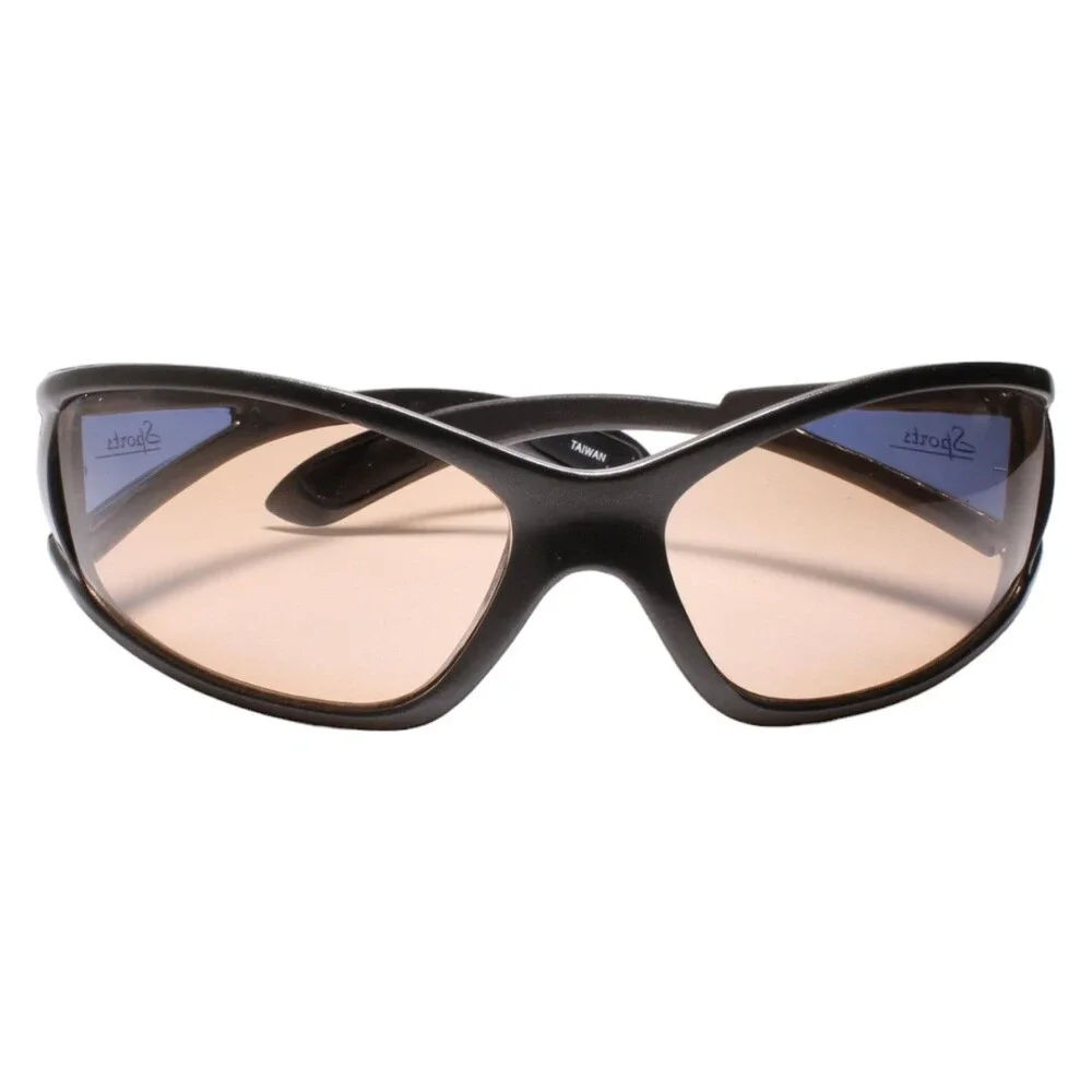 Classic Wrap Around Vintage Sporty Design Gray Sunglasses Brown Lens